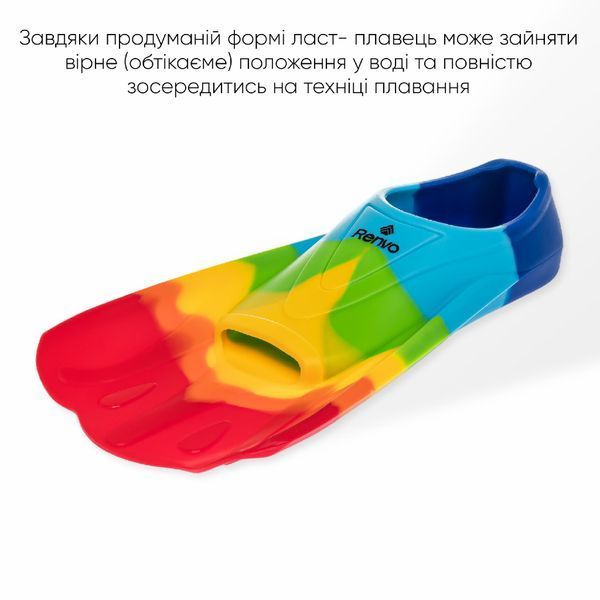 Короткие ласты для тренировки в бассейне Renvo Criz с закрытой пяткой Разноцветный 27-29 (SF120-45 27-29) SF120-45 27-29 фото