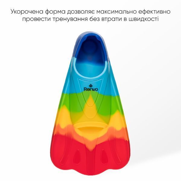 Короткие ласты для тренировки в бассейне Renvo Criz с закрытой пяткой Разноцветный 27-29 (SF120-45 27-29) SF120-45 27-29 фото
