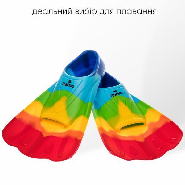 Короткие ласты для тренировки в бассейне Renvo Criz с закрытой пяткой Разноцветный 27-29 (SF120-45 27-29) SF120-45 27-29 фото