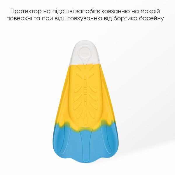 Короткие ласты для тренировки в бассейне Renvo Criz с закрытой пяткой Желтый Голубой 27-29 (SF120-84 27-29) SF120-84 27-29 фото