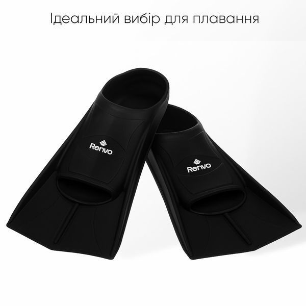 Короткие ласты для тренировки в бассейне Renvo Frio с закрытой пяткой Черный 30-32 (SF100-01 30-32) SF100-01 30-32 фото
