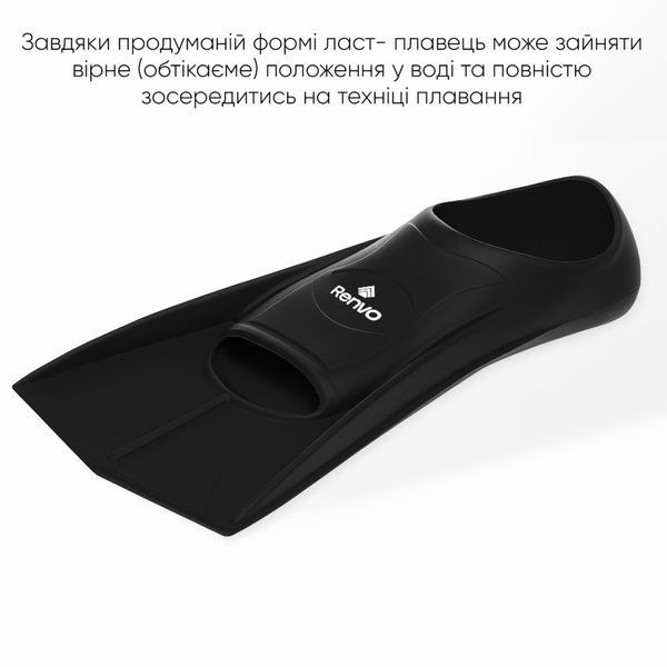 Короткие ласты для тренировки в бассейне Renvo Frio с закрытой пяткой Черный 30-32 (SF100-01 30-32) SF100-01 30-32 фото