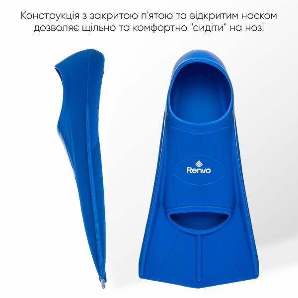 Короткие ласты для тренировки в бассейне Renvo Frio с закрытой пяткой Синий 24-26 (SF100-04 24-26) SF100-04 24-26 фото