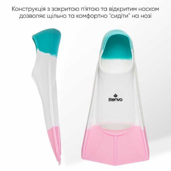 Короткі ласти для тренування в басейні Renvo Frio із закритою п'ятою Різнокольоровий 24-26 (SF100-65 24-26) SF100-65 24-26 фото